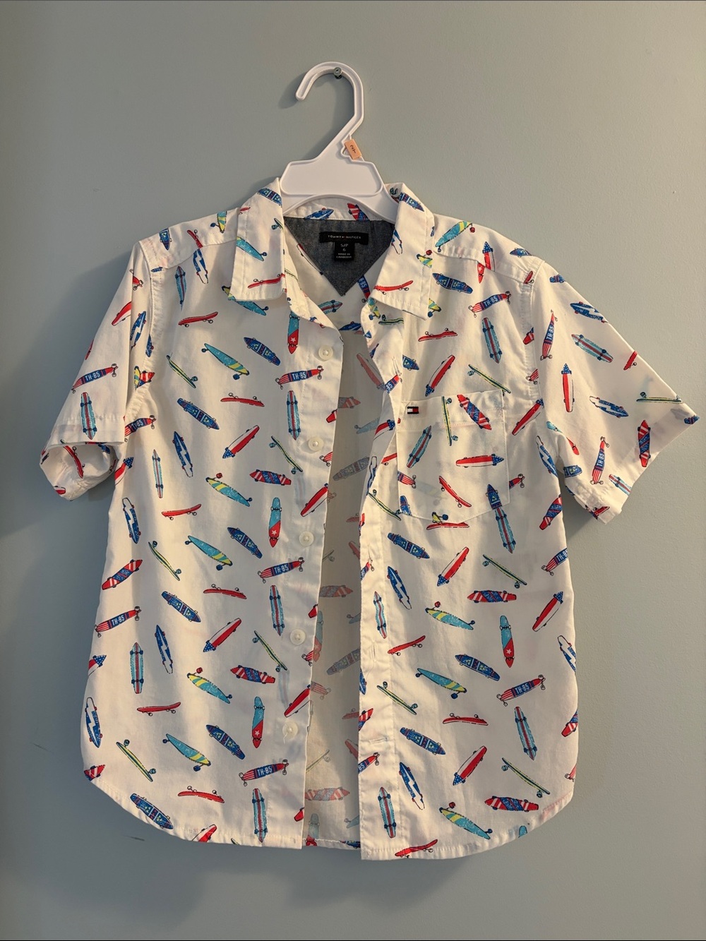 Children’s White Short-Sleeve Button-Down with Prints Duo